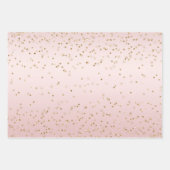 Rosa Glitzer Liebe Gold Confetti Herz Geschenkpapier Set (Vorderseite)