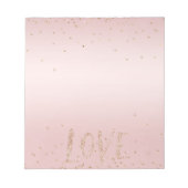 Rosa Glitzer Liebe Gold Confetti Notizblock (Vorderseite)
