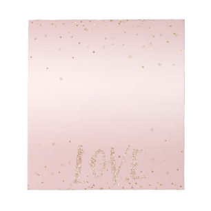 Rosa Glitzer Liebe Gold Confetti        Notizblock