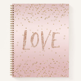 Rosa Glitzer Liebe Gold Confetti Notizblock