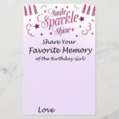 Rosa Glitzer Lieblings-Erinnerung an das Geburtsta (Vorderseite)