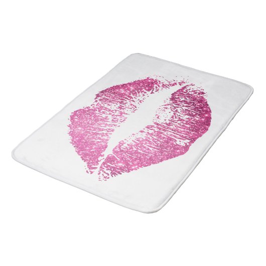 Rosa Glitzer Lippen #2 Badematte (Schrägansicht)