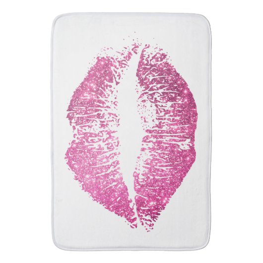 Rosa Glitzer Lippen #2 Badematte (Vorderseite Vertikal)