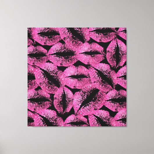 Rosa Glitzer Lippen #3 Leinwanddruck (Vorderseite)