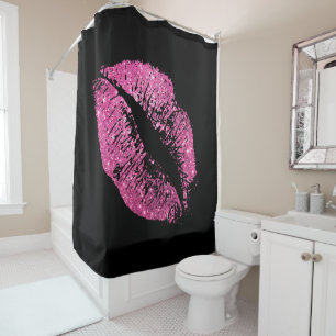 Rosa Glitzer Lippen #6 Duschvorhang