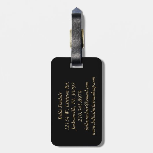 Rosa Glitzer Lippen auf Marmor Gold - Makeup Artis Gepäckanhänger (Rückseite vertikal)