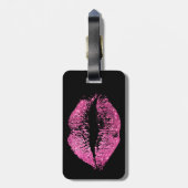Rosa Glitzer-Lippen Gepäckanhänger (Rückseite vertikal)