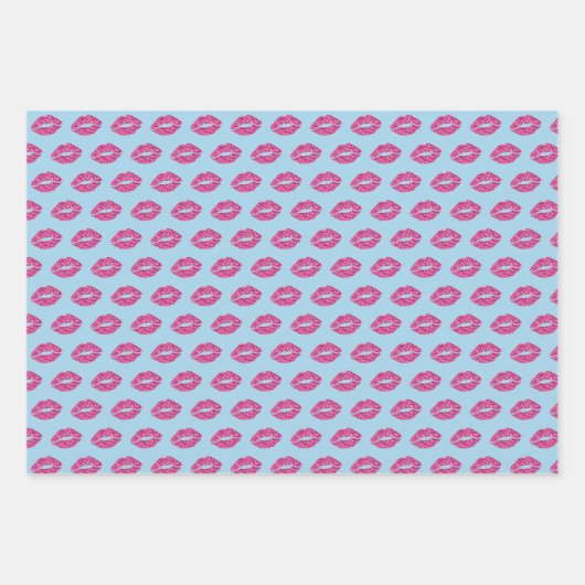 Rosa Glitzer Lippen Geschenkpapier Set (Vorderseite 3)