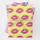 Rosa Glitzer Lippen Geschenkpapier Set (Beispiel)