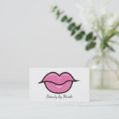 Rosa Glitzer Lippen Kiss Chic Makeup Glam Beauty Visitenkarte (Stehend Vorderseite)