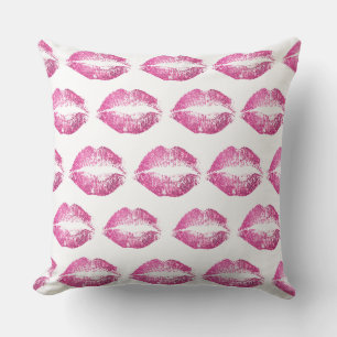 Rosa Glitzer Lippen Kissen