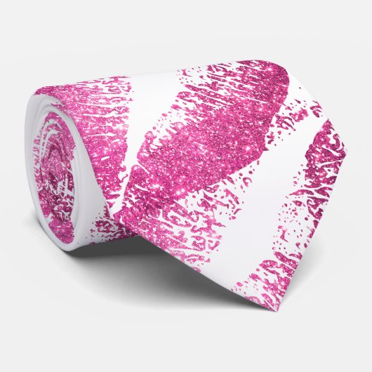 Rosa Glitzer Lippen Krawatte (Gerollt)