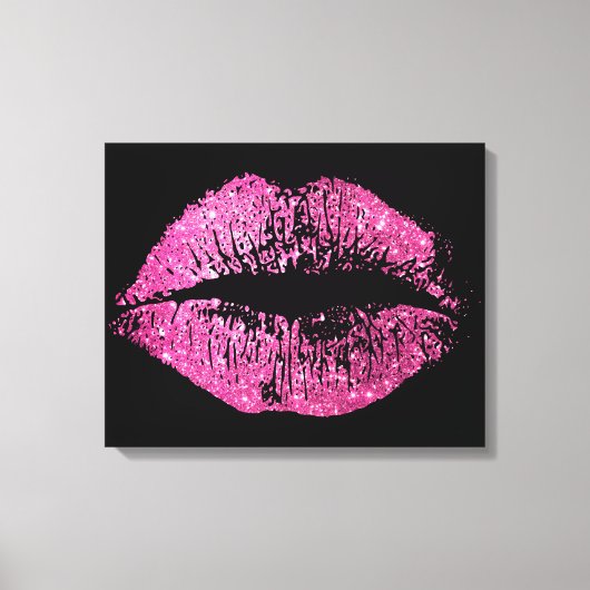 Rosa Glitzer Lippen Leinwanddruck (Vorderseite)