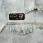 Rosa Glitzer Lippen Namensschild (Beispiel)