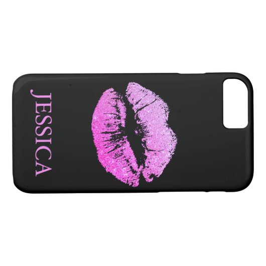 Rosa Glitzer Lips Girl Pattern Case-Mate iPhone Hülle (Rückseite (Horizontal))