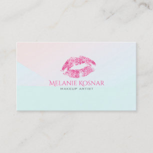 Rosa Glitzer Lips Makeup Artist Visitenkarte