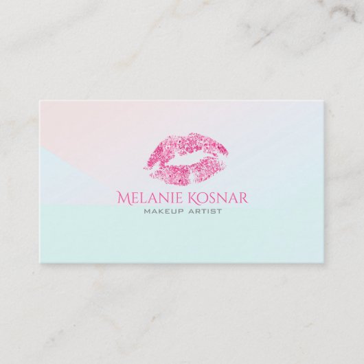 Rosa Glitzer Lips Makeup Artist Visitenkarte (Vorderseite)