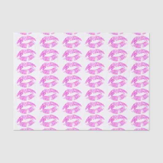 Rosa Glitzer Lips Muster Seidenpapier (Vorderseite)