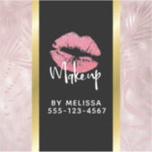 Rosa Glitzer Lips & Rose Gold Blätter Makeup Biz Aufkleber (Vorderseite)