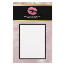 Rosa Glitzer Lips & Rose Gold Tropische Blätter