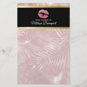 Rosa Glitzer Lips & Rose Gold Tropische Blätter Briefpapier (Vorderseite)