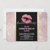 Rosa Glitzer Lips & Rose Gold Tropische Blätter Einladung (Vorderseite)