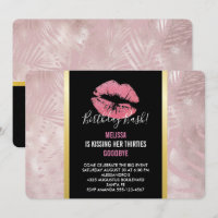 Rosa Glitzer Lips & Rose Gold Tropische Blätter