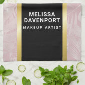 Rosa Glitzer Lips & Rose Gold Tropische Blätter Geschirrtuch (Gefaltet)