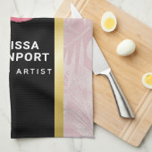 Rosa Glitzer Lips & Rose Gold Tropische Blätter Geschirrtuch (Viertel Falte)