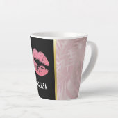 Rosa Glitzer Lips & Rose Gold Tropische Blätter Milchtasse (Rechte Ecke)