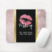 Rosa Glitzer Lips & Rose Gold Tropische Blätter Mousepad (Mit Mouse)
