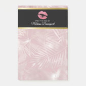 Rosa Glitzer Lips & Rose Gold Tropische Blätter Post-it Klebezettel (Vorderseite)