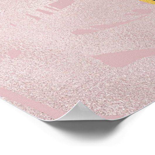 Rosa Glitzer Lips & Rose Gold Tropische Blätter Poster (Ecke)