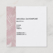 Rosa Glitzer Lips & Rose Gold Tropische Blätter Quadratische Visitenkarte (Rückseite)