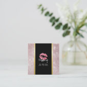 Rosa Glitzer Lips & Rose Gold Tropische Blätter Quadratische Visitenkarte (Stehend Vorderseite)