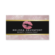 Rosa Glitzer Lips & Rose Gold Tropische Blätter