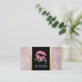 Rosa Glitzer Lips & Rose Gold Tropische Blätter Visitenkarte (Stehend Vorderseite)