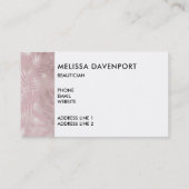 Rosa Glitzer Lips & Rose Gold Tropische Blätter Visitenkarte (Rückseite)