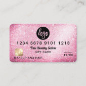 Rosa Glitzer Logo-Gutschein Visitenkarte (Vorderseite)