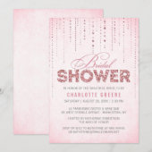 Rosa Glitzer Look Brautdusche Einladung (Vorne/Hinten)