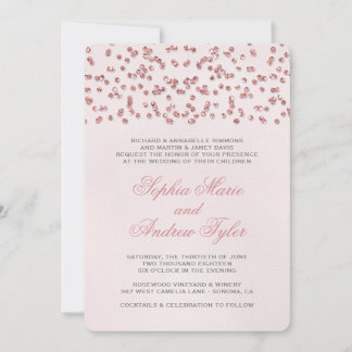 Rosa Glitzer Look Confetti Hochzeit Einladung