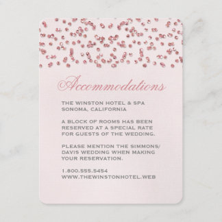 Rosa Glitzer Look Confetti Hochzeitsteckkarte Begleitkarte