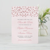 Rosa Glitzer Look Confetti Save the Date (Stehend Vorderseite)