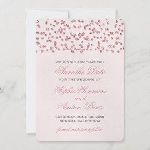 Rosa Glitzer Look Confetti Save the Date