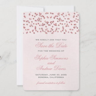 Rosa Glitzer Look Confetti Save the Date