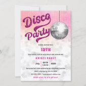 Rosa Glitzer Look Disco Party Geburtstag Einladung (Vorderseite)