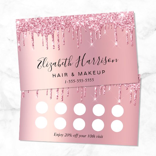 Rosa Glitzer Loyalty Discount Card Treuekarte