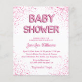 Rosa Glitzer Mädchen-Dusche Einladung (Vorderseite)