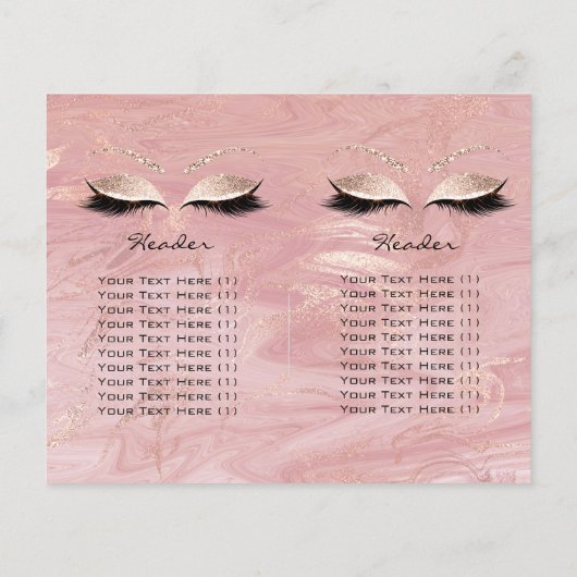 Rosa Glitzer Makeup Augenbrauen Lash Preise Packun Flyer (Hinten)