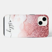 Rosa Glitzer Marmor iPhone Hülle (Rückseite (Horizontal))
